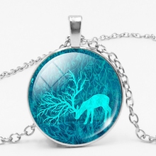 Fashion Jewelry Tibetan Mithril Retro Glass Bullet Deer Pendant Necklace, Christmas Gift 2024 - buy cheap