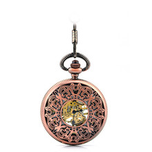 Reloj de bolsillo con cadena de bronce Vintage esqueleto Reloj de bolsillo mecánico Retro Para hombre y mujer regalo de Navidad 2024 - compra barato