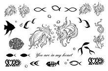 Для женщин Для мужчин Harajuku временные татуировки наклейки водонепроницаемый корпус Книги по искусству 9,5*14,5 см морской рыбы Дизайн мини-заказ $5 2024 - купить недорого