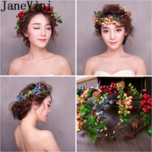 JaneVini-corona De flores artificiales Vintage para mujer, diadema para novia, accesorios De boda para fotografía De adultos, accesorios De boda 2024 - compra barato