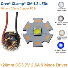 CREE XML2 XM-L2 T6 10W Cool White Neutral White Warm White High Power LED Emitter 20mm Copper PCB + 12V Input 20mm 5 Mode Driver 2024 - buy cheap