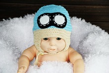 free shipping, Crochet baby avaitor Hat. Baby pilot hat. Crochet hat with goggles. Baby beanie. 100% cotton Winter hat. 2024 - buy cheap