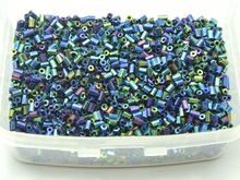5000 Peacock Blue Glass Tube Bugle Seed Beads 2X2mm + Storage Box 2024 - buy cheap