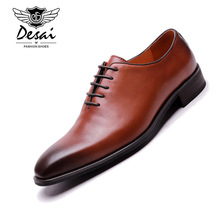 Men Dress Shoes Genuine Leather Luxury Pointed Toe Formal Dress Black Brown Man Wedding Oxford Shoe Great Design High Quality 2024 - buy cheap