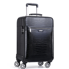 Maleta de cuero sintético con patrón de cocodrilo para hombre y mujer, maleta con ruedas, rodante de equipaje 2024 - compra barato