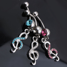 Treble Clef Music Note navel ring 14g 316L surgical steelBelly button ring Body piercing Jewelry  Navel Dangle Belly Ring 2024 - buy cheap