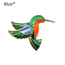 RHao Hot Sale Flying birds brooches Green Enamel Multi-color Animal Brooch pins Corsage Clothes Accessories Unisex collar pins 2024 - buy cheap