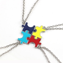 4 pcs/set Vintage Interlocking Jigsaw Puzzle BFF Necklaces Always Together Enamel Best Friends Necklace Friendship Jewelry Gift 2024 - buy cheap