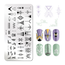 PICT YOU Rectangle Nail Stamping Plates Geometric Shape Line Mixed Patterns Stainless Steel Nail Image Template Tools J003 2024 - buy cheap