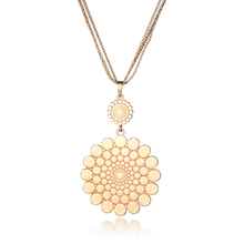 Simple Gold Sunflower Long Necklace Women Elegant Round Flower Pendant Layered Necklace Harajuku Fashion Jewelry 2019 Party Gift 2024 - buy cheap