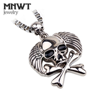 MNWT Fashion Punk Rock Skull Pendant Necklaces For Men Box Necklace Movie Pirates of the Caribbean Necklace 2024 - buy cheap