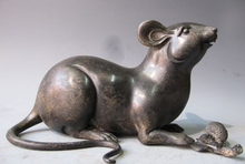 USPS to USA S2661 Chinese Folk Refined Pure Bronze Copper Carved lovely mouse rat Statue Sculpture 2024 - buy cheap
