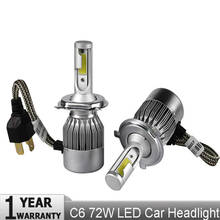 H4 H7 LED Car Headlight C6 H1 H3 Headlamp Light H8/H11 HB3/9005 HB4/9006 9012 9007 H13 6000K 72W 7600LM All In One Car 2024 - buy cheap