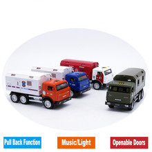 7 estilos Kamas transporte pickup truck modelo 1:32 liga, som e luz puxar para trás modelo de carro de simulação das crianças, frete grátis 2024 - compre barato