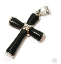 Потрясающие черные Агаты нефритовый Крест женские ювелирные изделия кулон ожерелье 2024 - купить недорого