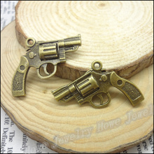 Colgante de pistola de arma de bronce antiguo, 25 uds., para pulseras, collares, fabricación de joyas de Metal, DIY, venta al por mayor 2024 - compra barato