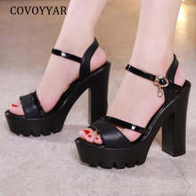 COVOYYAR-Sandalias con plataforma para mujer, zapatos de tacón alto y grueso, con hebilla en la parte trasera, color rojo, para verano, WSS978, 2021 2024 - compra barato