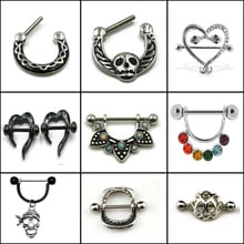 1 Pcs Skull,Mandala and so on Different Shape Nipple Barbell Ring Shield Piercing Body Jewelry 2024 - buy cheap