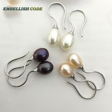 Simple Fishing Hook Earring natural fresh water drop shape pearl earrings with fine jewelry for women gift 2024 - buy cheap