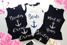 personalize glitter Nauti Bride bach party bridesmaid Tanks tops tees Hen night Bachelorette bridal shower t Shirts Party favors 2024 - buy cheap