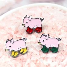 Cute pigs wear rain boots three colors optional animal pet brooch parents give children gifts reward accessories denim trend 2024 - buy cheap