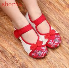 Girls Canvas Shoes Autumn  Toddler Children's Fashion Leisure Kids For Girls Sneakers National wind embroidered flower shoes 2024 - buy cheap