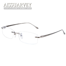 Rimless Pure Titanium Men Glasses Frames Optical Prescription Eyeglasses Fashion Brand Eyewear Ultra-light Business Golden Top 2024 - buy cheap