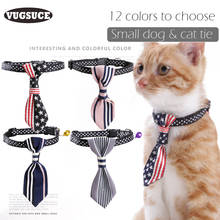 VUGSUCE Tie Dog Cat Collar Cute Necktie Printing Adjustable Nylon Cat Collar Necklace for Pet Chihuahua Terrier Puppies 12 Color 2024 - buy cheap