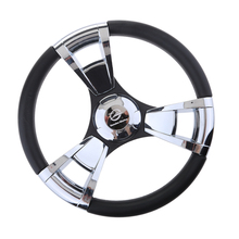 350mm 3/4'' Steering Wheel with Polished Chromed Spokes for Marine Boat Yacht Aluminum alloy + ABS 2024 - buy cheap