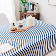 Cotton and linen simple pastoral tablecloth  Geometric rectangular tablecloth with color stripes customized round table cover 2024 - buy cheap