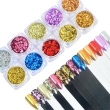 Wuf-1 caixa de pós para unha com glitter, flocos de alumínio, efeito espelhado, glitter, irregular, lantejoulas, pigmento cromado, decoração de unhas 2024 - compre barato