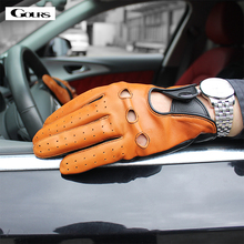 Gours Spring Men's Genuine Leather Gloves High Quality Fashion Black Driving Unlined Goatskin Finger Gloves New Arrival GSM047 2024 - buy cheap