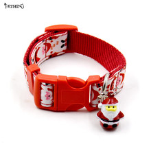 Free shipping Christmas Pet Dog Collar dog pet puppy collar with bell Santa Claus pattern pet dog collar adjustable neck collar 2024 - buy cheap