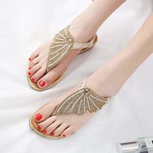 Beach shoes woman 2022 fashion rhinestone butterfly casual sandals female comfortable clip toe flat sandals women 2024 - buy cheap