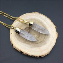 MY0955 Clear Rock Crystal Quartz Pillar Point Spike Pendant Necklace With Gold Chain Necklace kolye 2024 - buy cheap