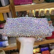 XIYUAN-Bolso de mano plata AB para mujer, bolsa de cristal para fiesta de noche, estuche rígido, regalo de boda, monederos, bolsos de diamantes de imitación para novia 2024 - compra barato