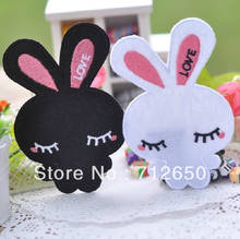 Free Shipping 10 pcs/lot Black/white rabbit Embroidered patch iron on Motif Applique, garment embroidery patches DIY accessory 2024 - buy cheap