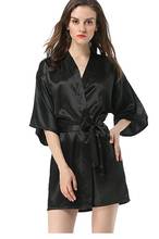 New Black Chinese Women's Faux Silk Robe Bath Gown Hot Sale Kimono Yukata Bathrobe Solid Color Sleepwear S M L XL XXL NB032 2024 - buy cheap