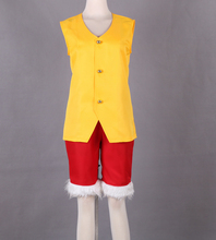 Free shipping Anime ONE PIECE Cosplay Monkey D Luffy Man Woman yellow set Cosplay Costume vest+pants 2024 - buy cheap