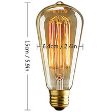 Лампочка эдисона E27 220 В/110 В, лампа Эдисона в стиле ретро, лампочки Эдисона 40 Вт ST64, шар, пузырьковый свет для подвесных ламп 2024 - купить недорого