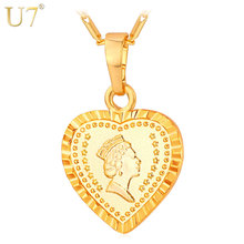 Collares de moda U7 para mujer, Color dorado/plateado, Collar de corazón de amor de reina europea y colgantes al por mayor P630 2024 - compra barato