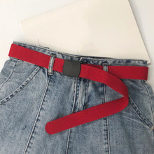 AWAYTR-Cinturón de lona de plástico con hebilla automática para mujer, cinturón de Color caramelo coreano Simple y salvaje, informal, para pantalones vaqueros 2024 - compra barato