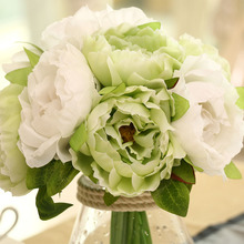 Ramo de novia de 10 cabezas, flores de boda, peonías, rsoe, flor artificial de seda para decoración del hogar, 1 lote de 3 unidades 2024 - compra barato