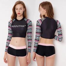 Printed Rash Guard 2019 Ladies Two-Pieces Swimwear High Neck Swimsuit Tankini Surf Clothes Crop Top Bathing Suits 2024 - buy cheap