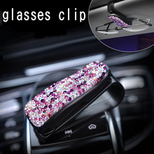 Fashion Car Sun Visor Glasses Clips Crystal Rhinestone Sunglasses Holder Case Card Ticket Holding Clamp Diamond Portable Clip 2024 - buy cheap