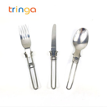 3 Pcs/Set Outdoor Stainless Steel Folded Fork Spoon Knife Picnic Camping Dinnerware Travel Cutlery Tools Portable Tableware 2024 - buy cheap