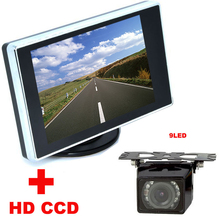 Cámara de visión trasera 2 en 1 para coche, Monitor de vídeo con pantalla LCD de 3,5 pulgadas, 9LED, CCD, Sistema de asistencia de aparcamiento de coche 2024 - compra barato