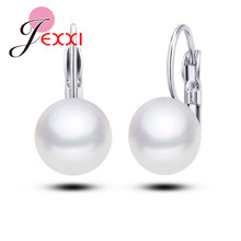 Stock New Fine Geniune 925 Sterling Silver Jewelry 12MM Natural Freshwater Pearl Hoop Ear Lever Earrings Present 2024 - buy cheap