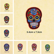 Cool  Flower Skull Patches Cap Shoe Iron On Embroidered Appliques DIY Apparel Accessories Patch For Clothing Fabric Badges BU73 2024 - buy cheap