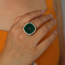Изысканные ювелирные изделия, большой зеленый драгоценный камень, коктейльное кольцо для женщин, свадебная Грация и благородство, ювелирные изделия для женщин, подарок для женщин, размер #7 2024 - купить недорого